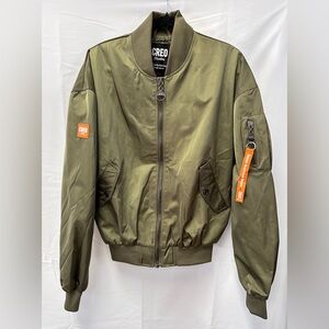 NWOT Euro CREO Studios Army Green Bomber Jacket XS